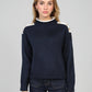 Maglione Louki Blu Marino con Bottoni Gioiello