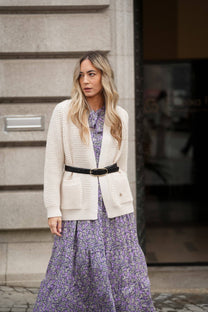 Cappotto cardigan in maglia strutturata con cintura