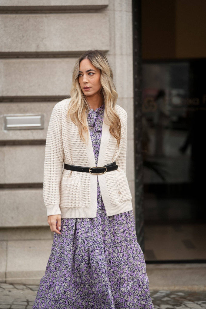 Cappotto cardigan in maglia strutturata con cintura