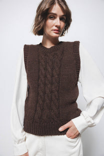 Gilet in maglia strutturata con scollo tondo