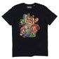 T-shirt nera con stampa gaming in cotone biologico