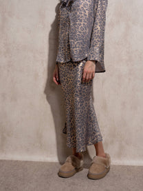 Gonna midi animalier effetto satinato