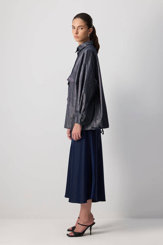 Giacca oversize in gabardine glitterata