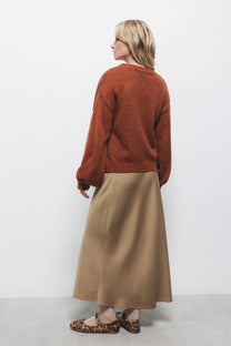 Maglione in maglia jacquard con maniche a palloncino
