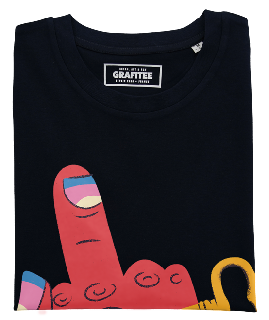 T-shirt unisex nera con stampa illustrata