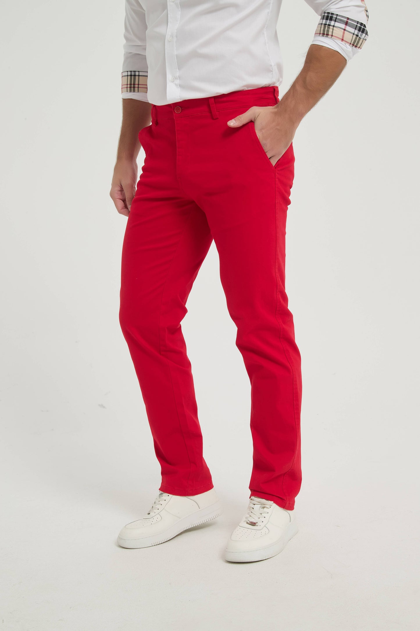 Pantaloni chino elasticizzati rossi da uomo
