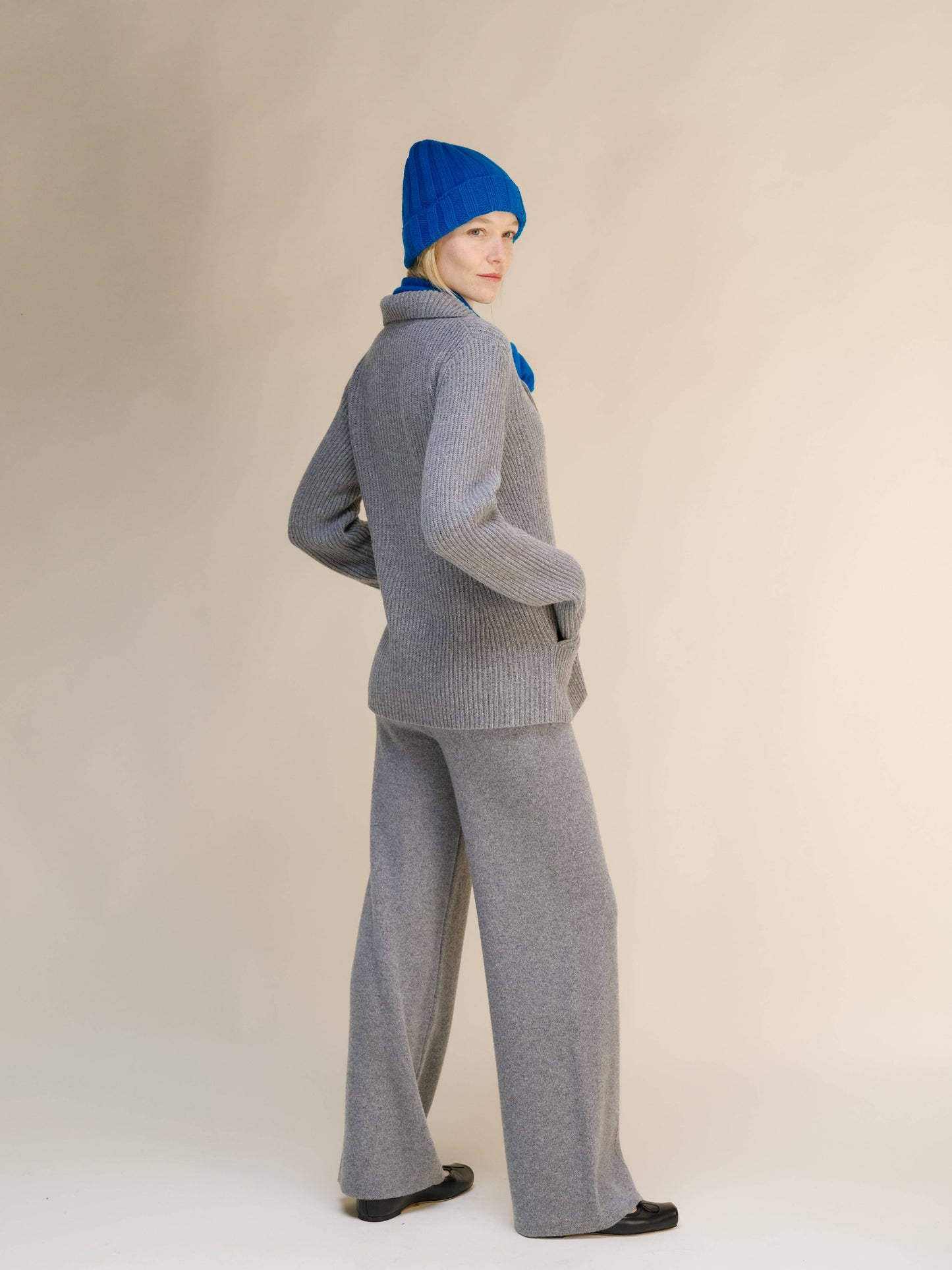Giacca doppiopetto in maglia misto cashmere