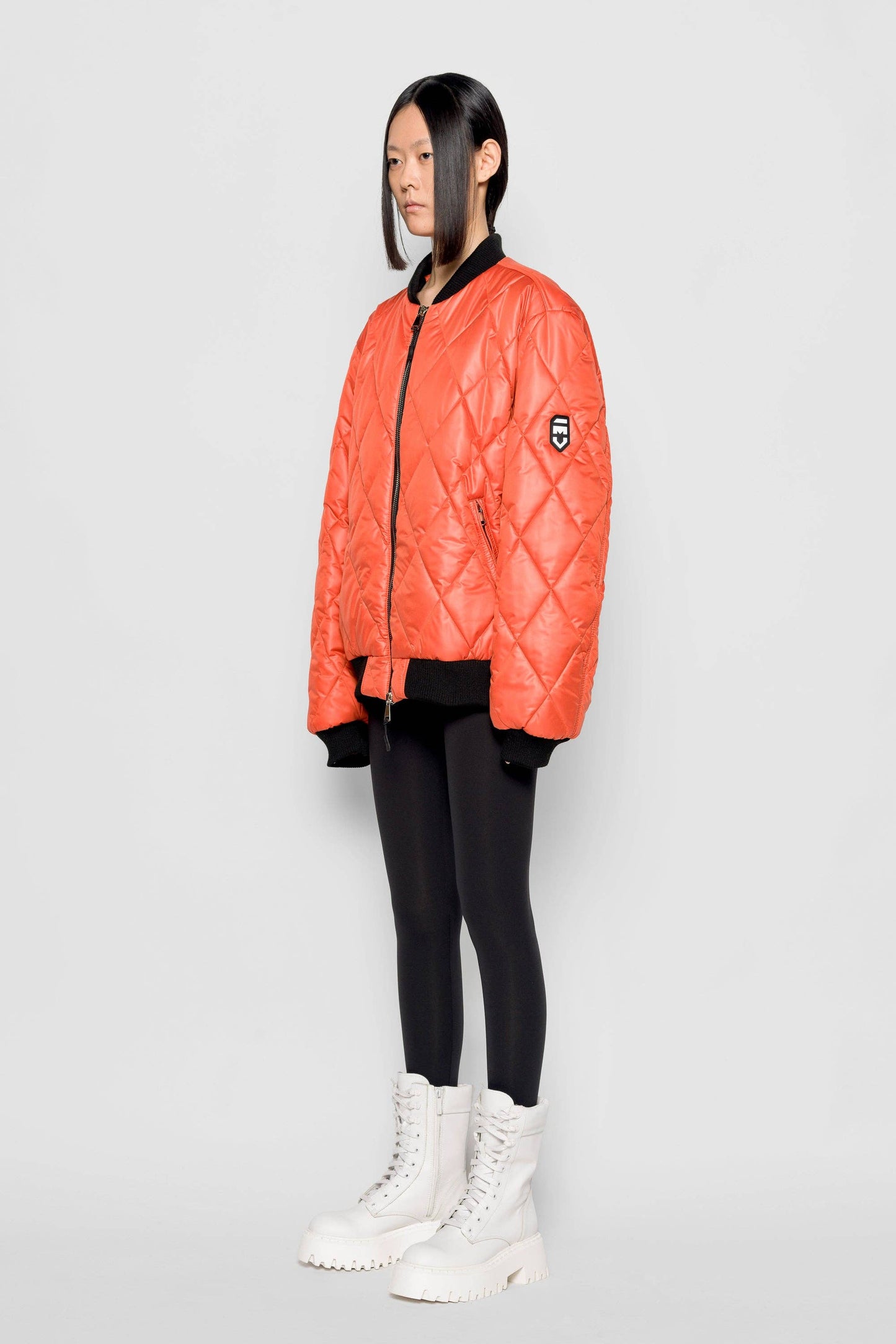 Bomber trapuntato a rombi arancione Gregorio