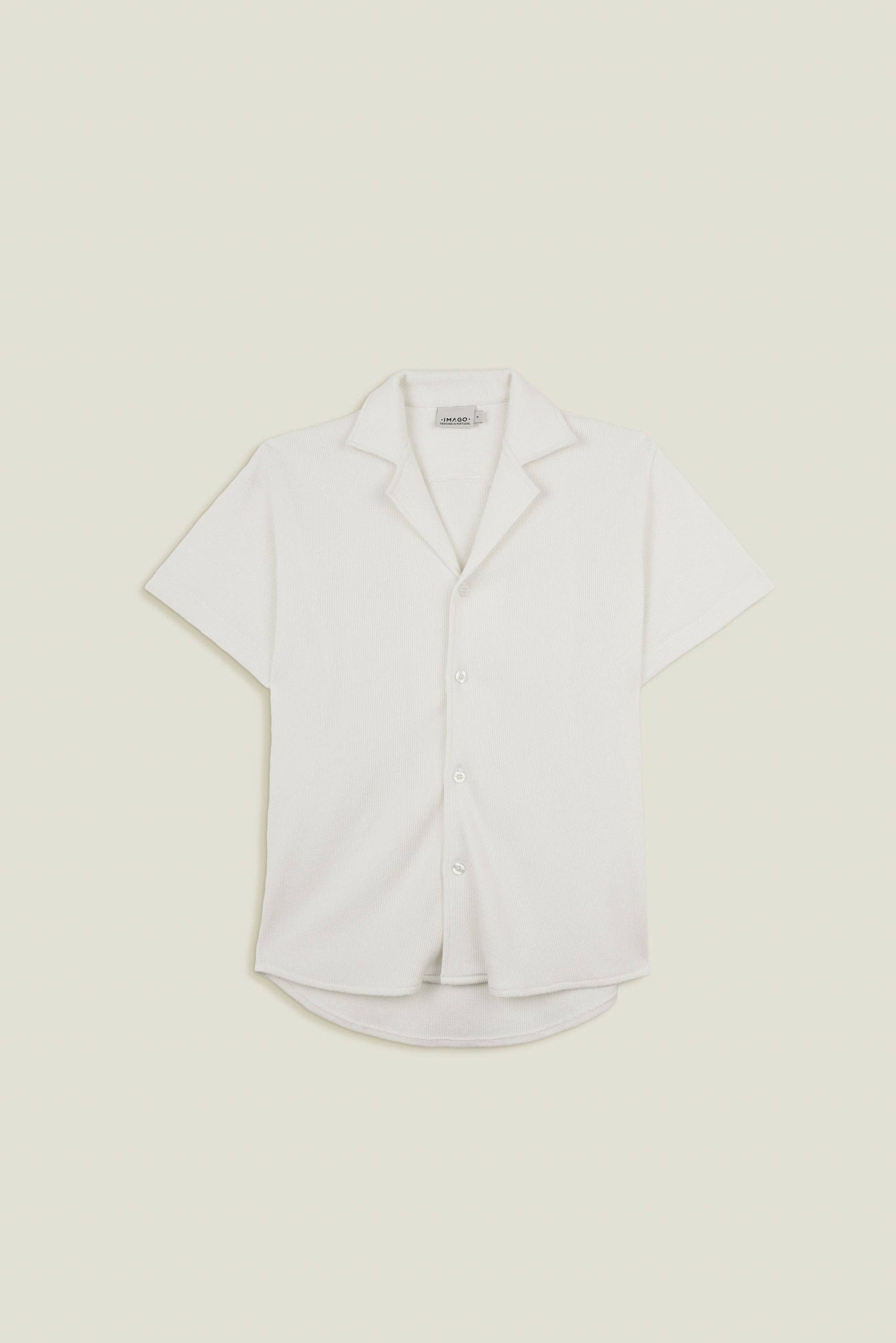 Camicia waffle bianca in cotone