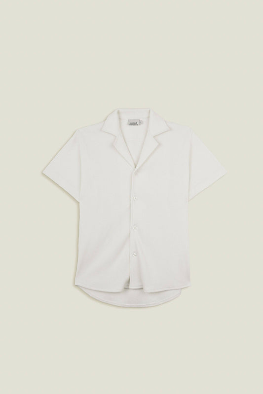 Camicia waffle bianca in cotone
