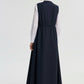 Gilet lungo in popeline arricciato blu navy
