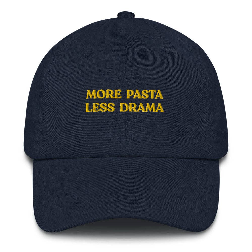Cappellino ricamato "More Pasta Less Drama"