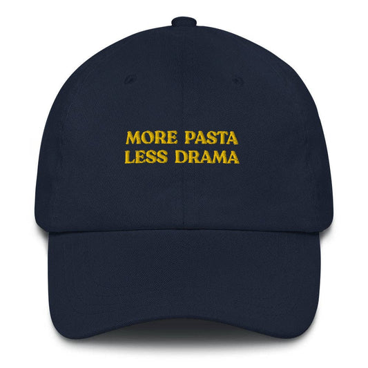 Cappellino ricamato "More Pasta Less Drama"