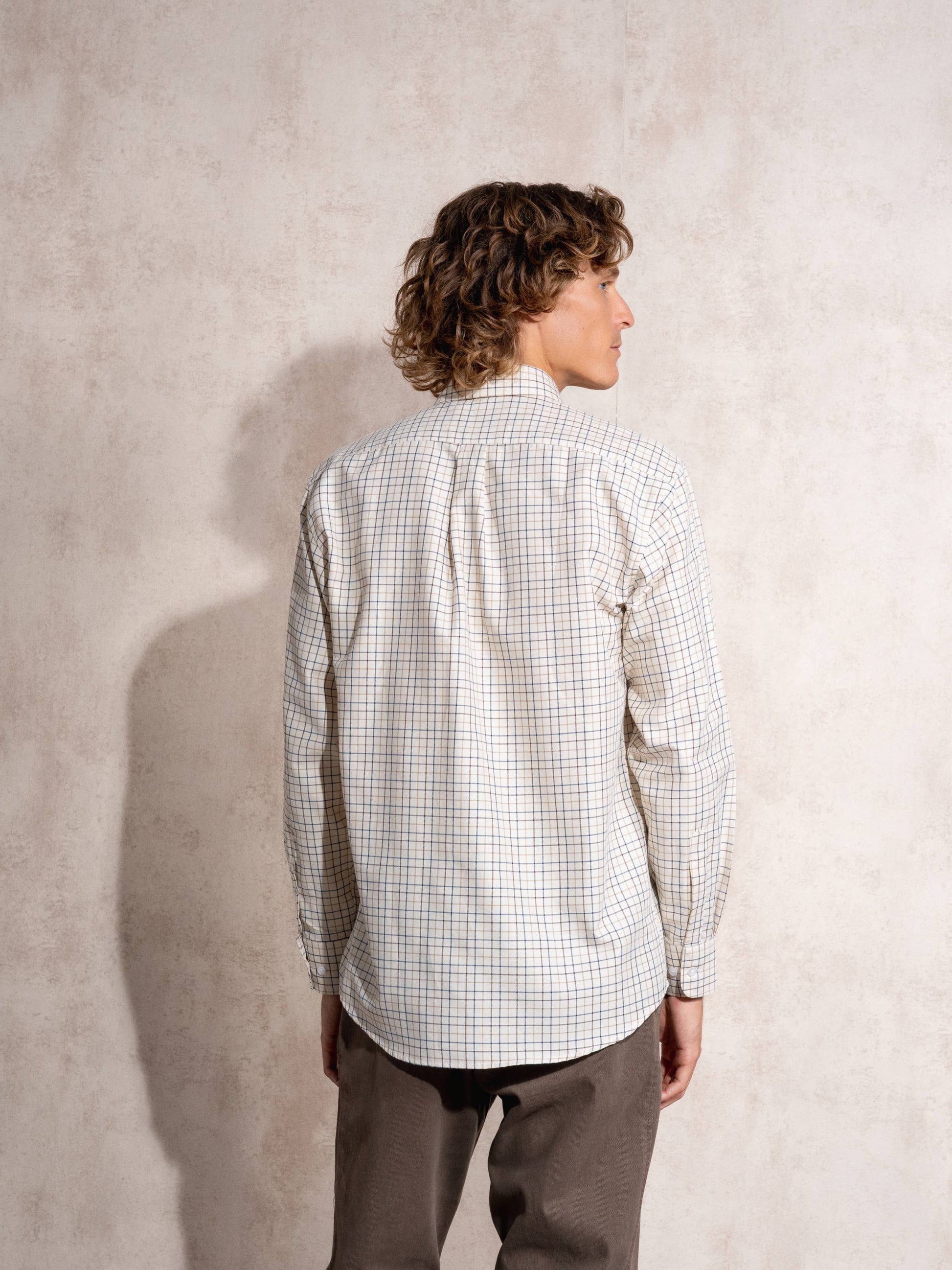 Camicia uomo a quadri in cotone misto