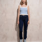 Jeans donna vita alta a gamba dritta in denim stretch