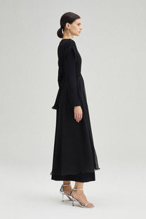 Tunica asimmetrica in chiffon plissé