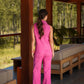 Gilet sartoriale fucsia con bottoni
