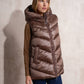 Gilet imbottito lungo con cappuccio da donna