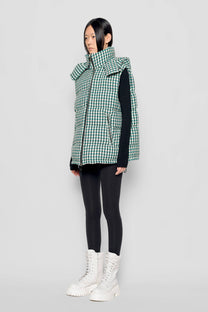 Gilet imbottito tweed con cappuccio rimovibile
