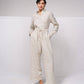 Pantaloni larghi in lino con vita elasticizzata e coulisse