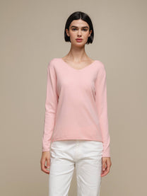 Maglione in maglia da donna con scollo a V