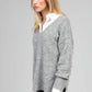 Maglione oversize Livya grigio mélange con scollo a V