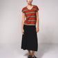 Maglione a righe a maniche corte con scollo a V