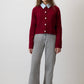 Cardigan in maglia a trecce bordeaux con bottoni
