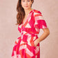 Vestito midi ELIAN con stampa astratta e scollo a V