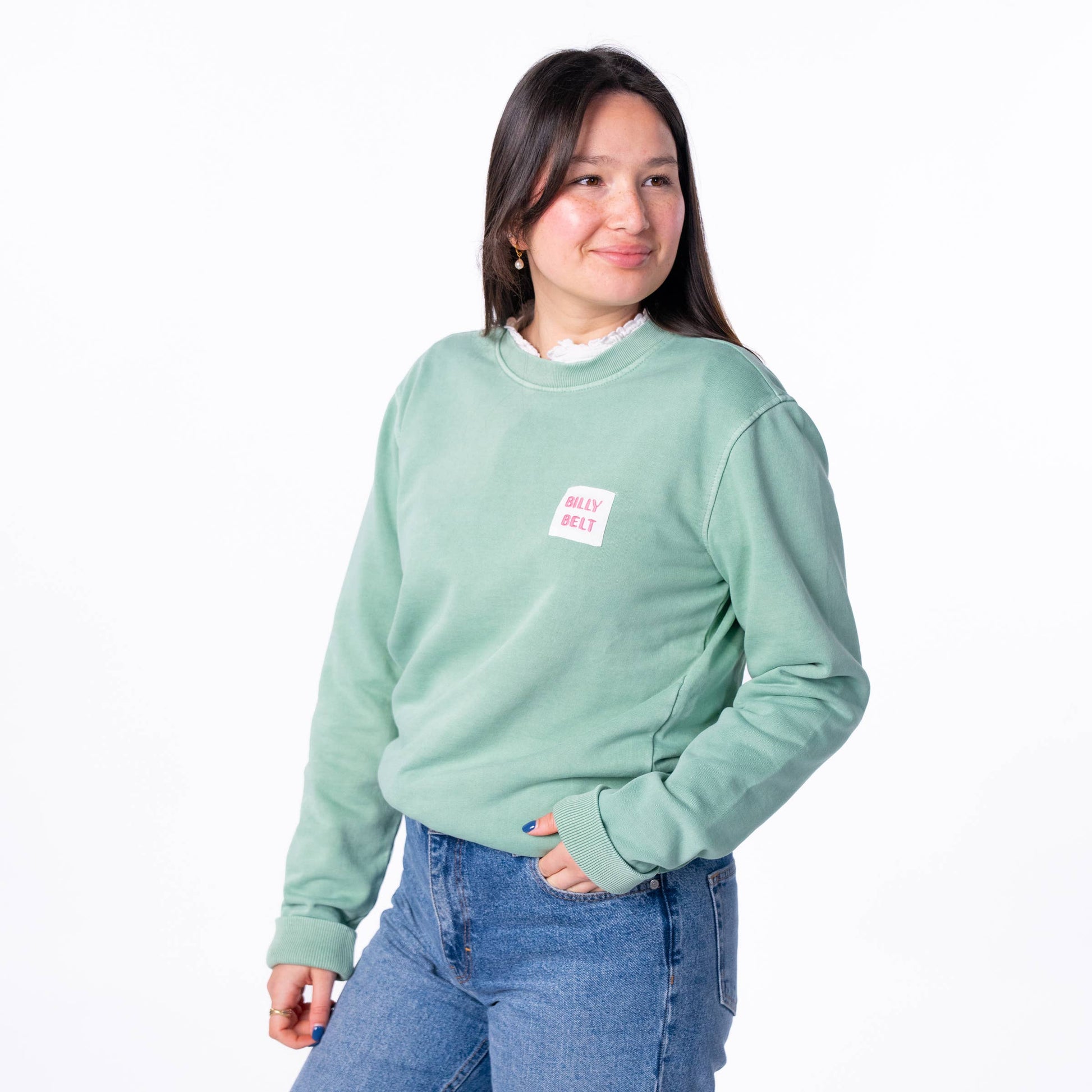 Felpa unisex Billyclub verde acqua in cotone biologico