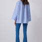 Camicia oversize in popeline di cotone a righe con fiocchi decorativi