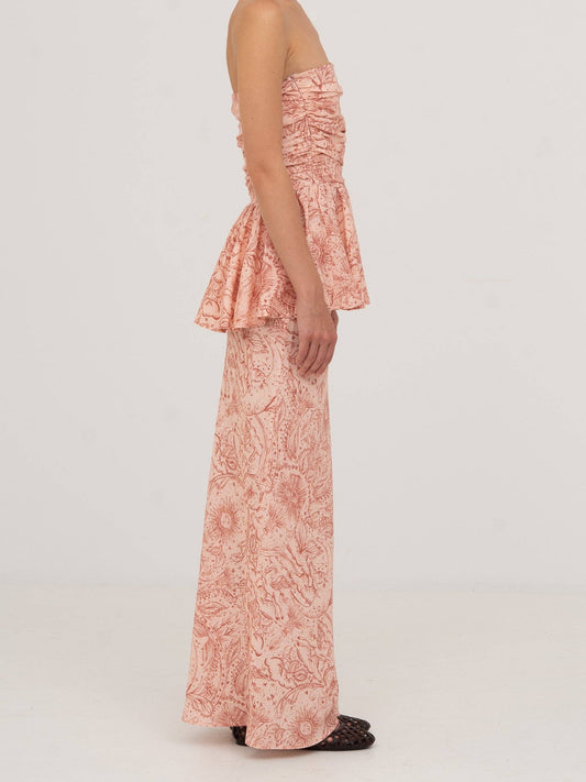Gonna lunga rosa con stampa sistema solare Sophia