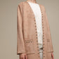Cappotto donna effetto suede con borchie