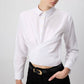 Camicia avvolgente cropped in popeline ecru