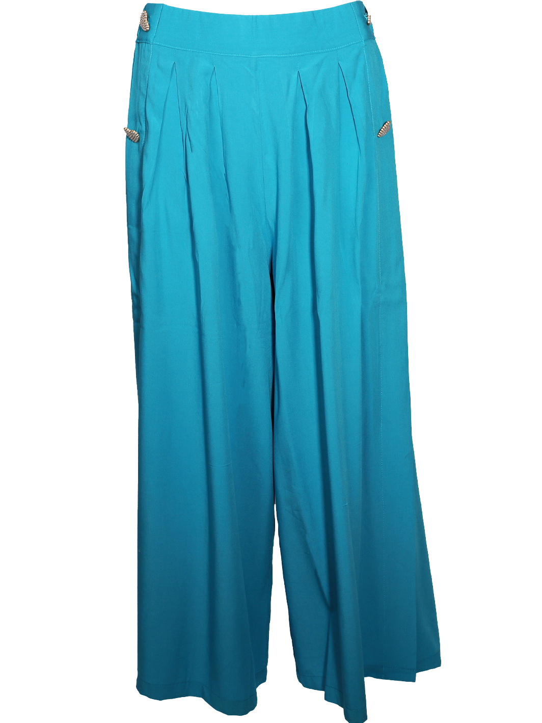Pantaloni palazzo in viscosa con bottoni a cuore