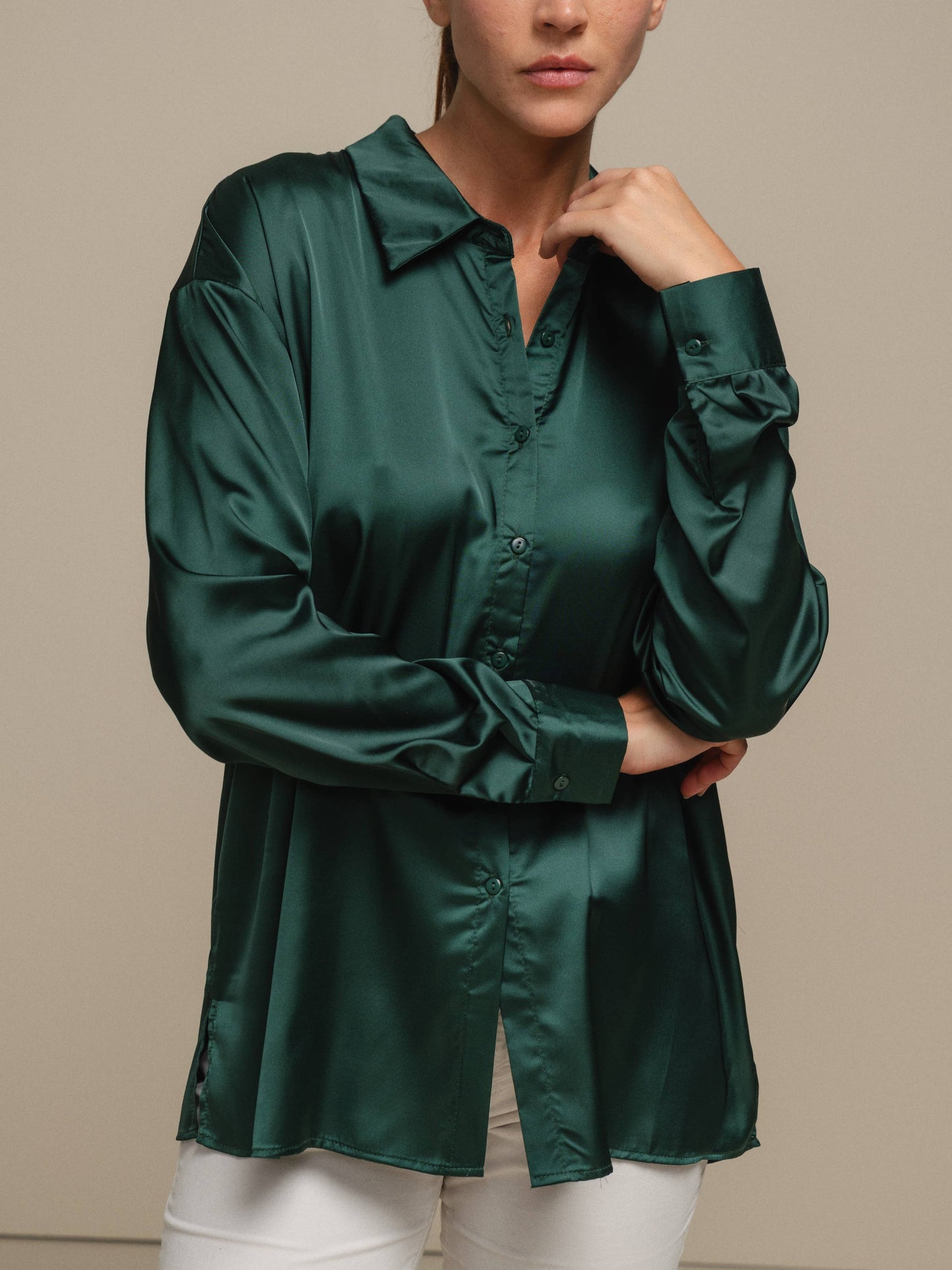 Camicia satinata da donna in poliestere