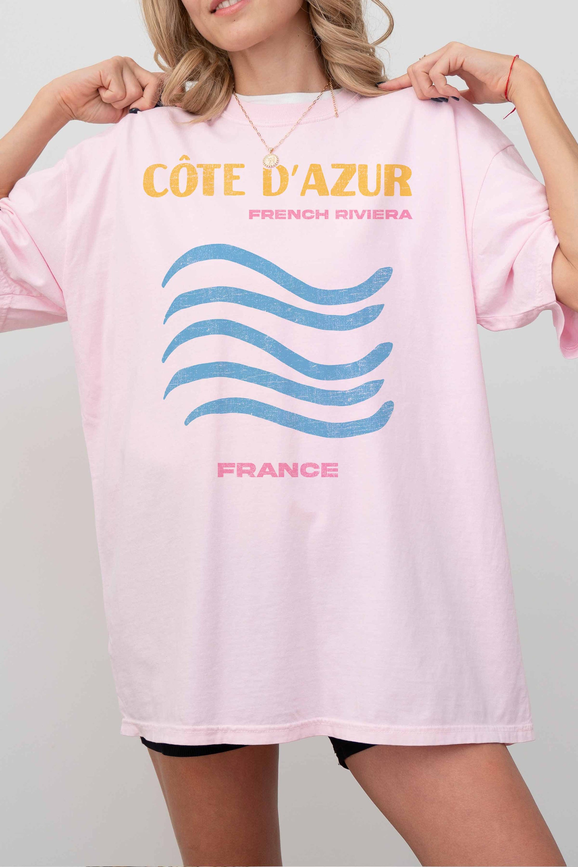 T-shirt oversize grafica Côte d’Azur