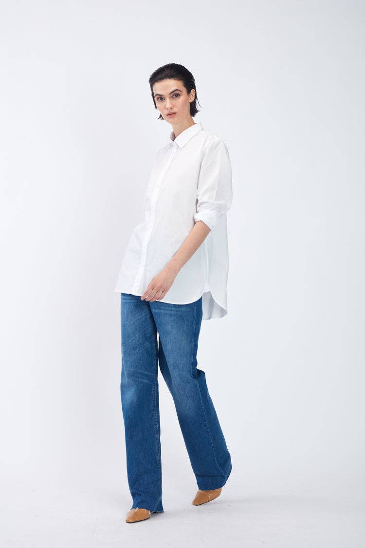 Jeans donna Ganga in denim blu a gamba dritta