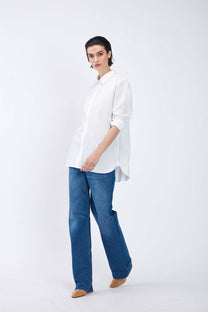 Jeans donna Ganga in denim blu a gamba dritta