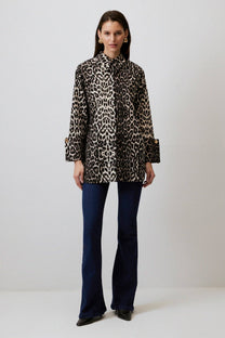 Camicia in cotone animalier leopardato con polsini statement