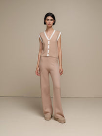 Gilet cardigan in maglia con bordi a contrasto