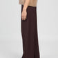 Pantaloni palazzo a vita alta color vino
