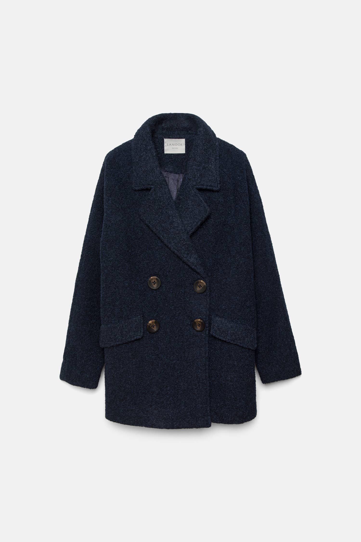 Cappotto doppiopetto con bottoni e tasche