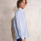 Camicia uomo a righe blu in cotone misto