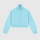 Gilet cardigan in maglia con collo alto color nuvola