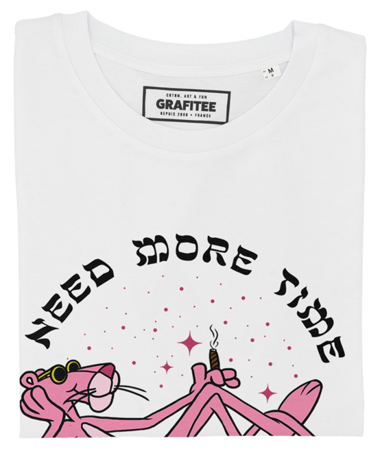 T-shirt unisex in cotone biologico “Need More Time” con grafica Pantera Rosa