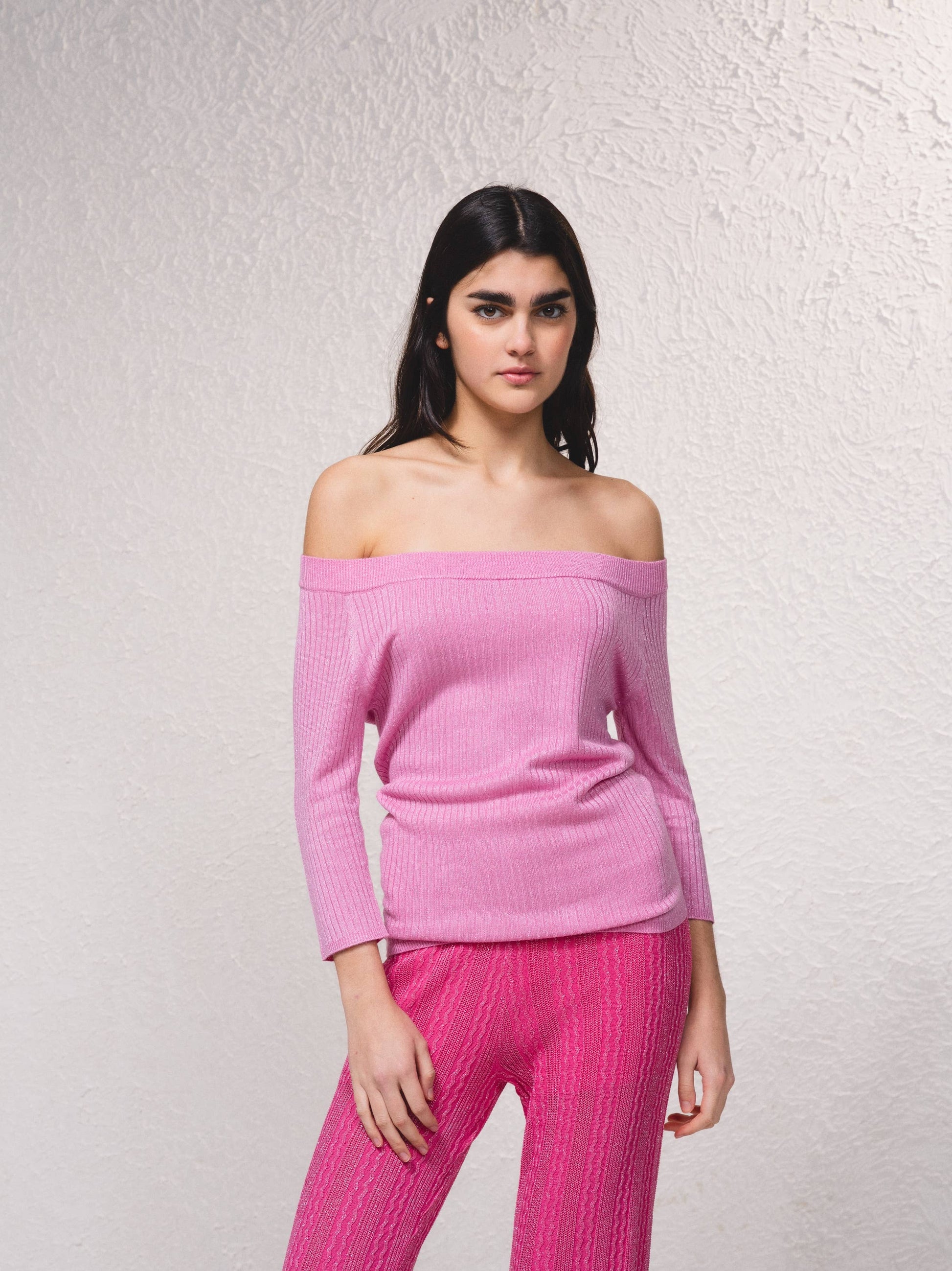 Maglione lurex off-shoulder