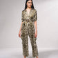 Tuta jumpsuit stampata con cintura regolabile