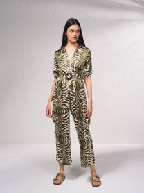 Tuta jumpsuit stampata con cintura regolabile