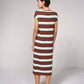 Abito midi in maglia a righe con scollo a V